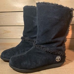 Timberland Suede Black Fur Winter Boots Women’s Size 7